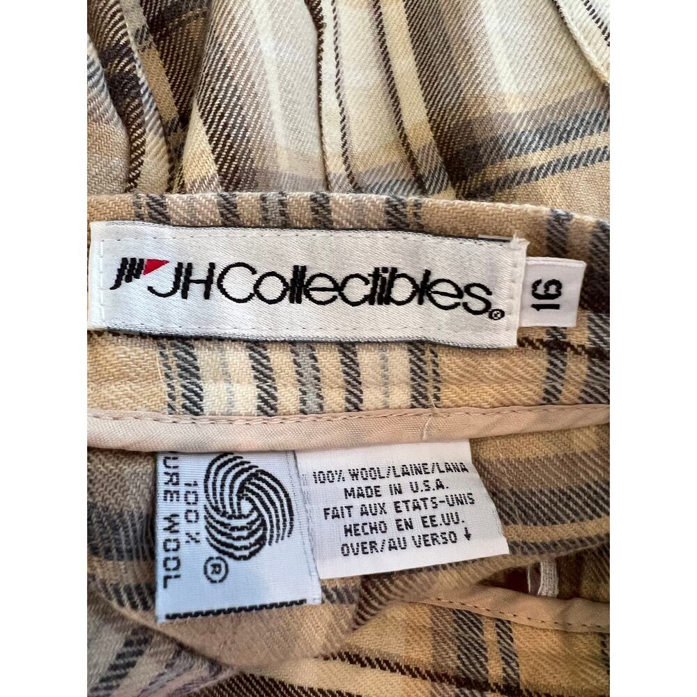 Vintage 80s JH Collectibles Pleated Kilt Pin Skirt Cream Plaid Print - Picture 5 of 5